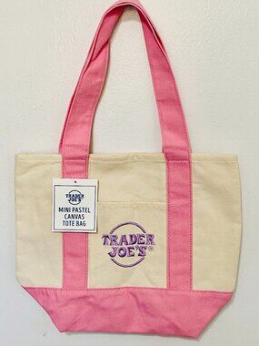 NEW 2026 Trader Joe's Pink Mini Canvas Tote Bag